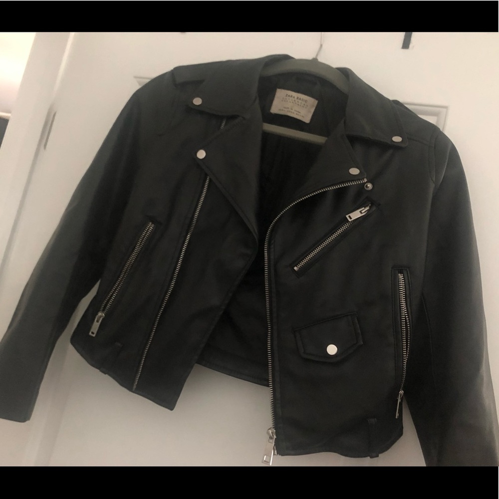 Zara Basics - faux leather cropped jacket